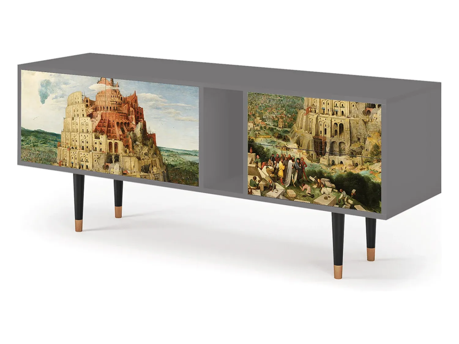 Discount Mueble de TV - 170х69х48 cm - T1 - Elder The Tower, Cinza Cinzento