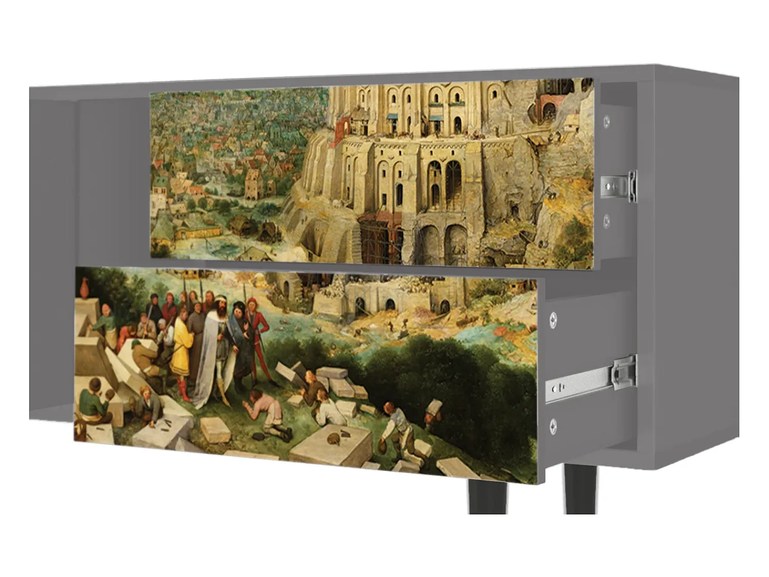 Discount Mueble de TV - 170х69х48 cm - T1 - Elder The Tower, Cinza Cinzento