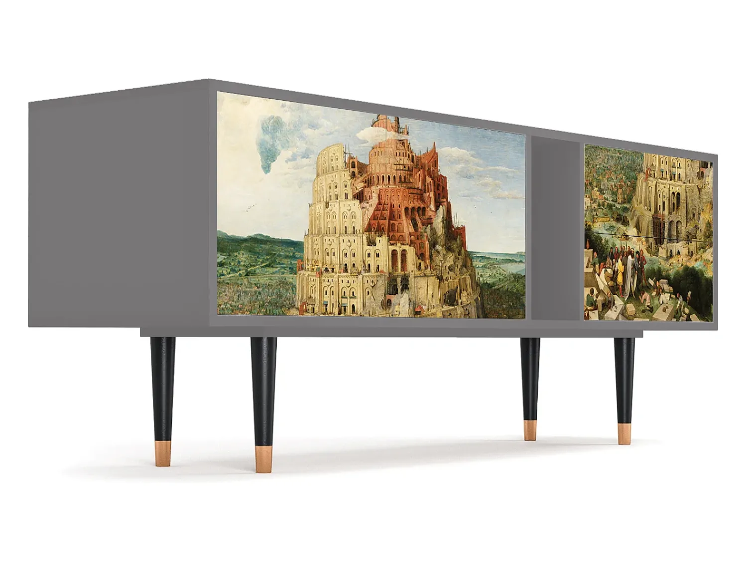 Discount Mueble de TV - 170х69х48 cm - T1 - Elder The Tower, Cinza Cinzento