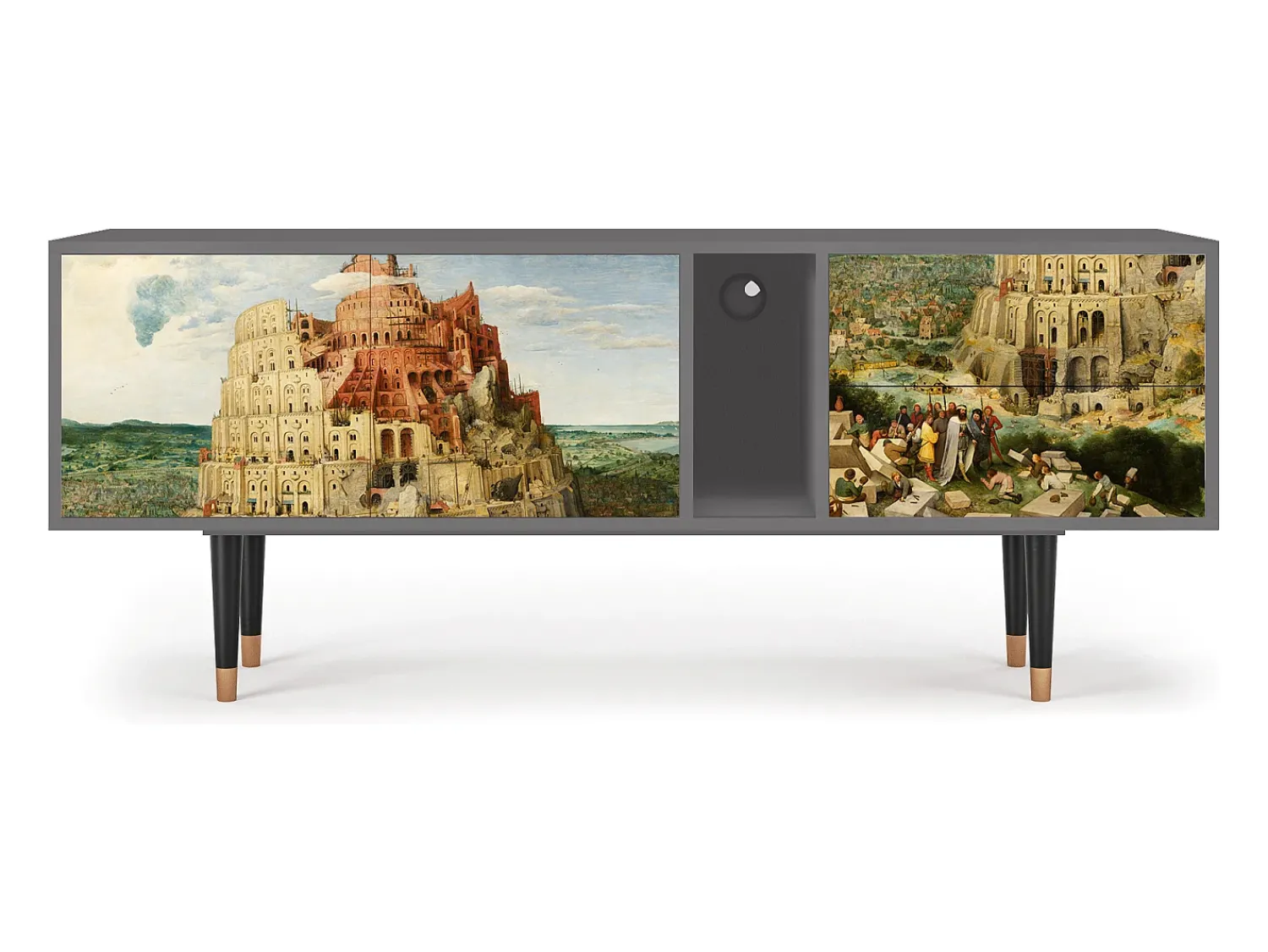 Discount Mueble de TV - 170х69х48 cm - T1 - Elder The Tower, Cinza Cinzento