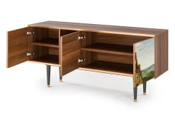 Mueble de TV - 150х69х41 cm - T5 - Elder The Tower, Nogueira Castanho