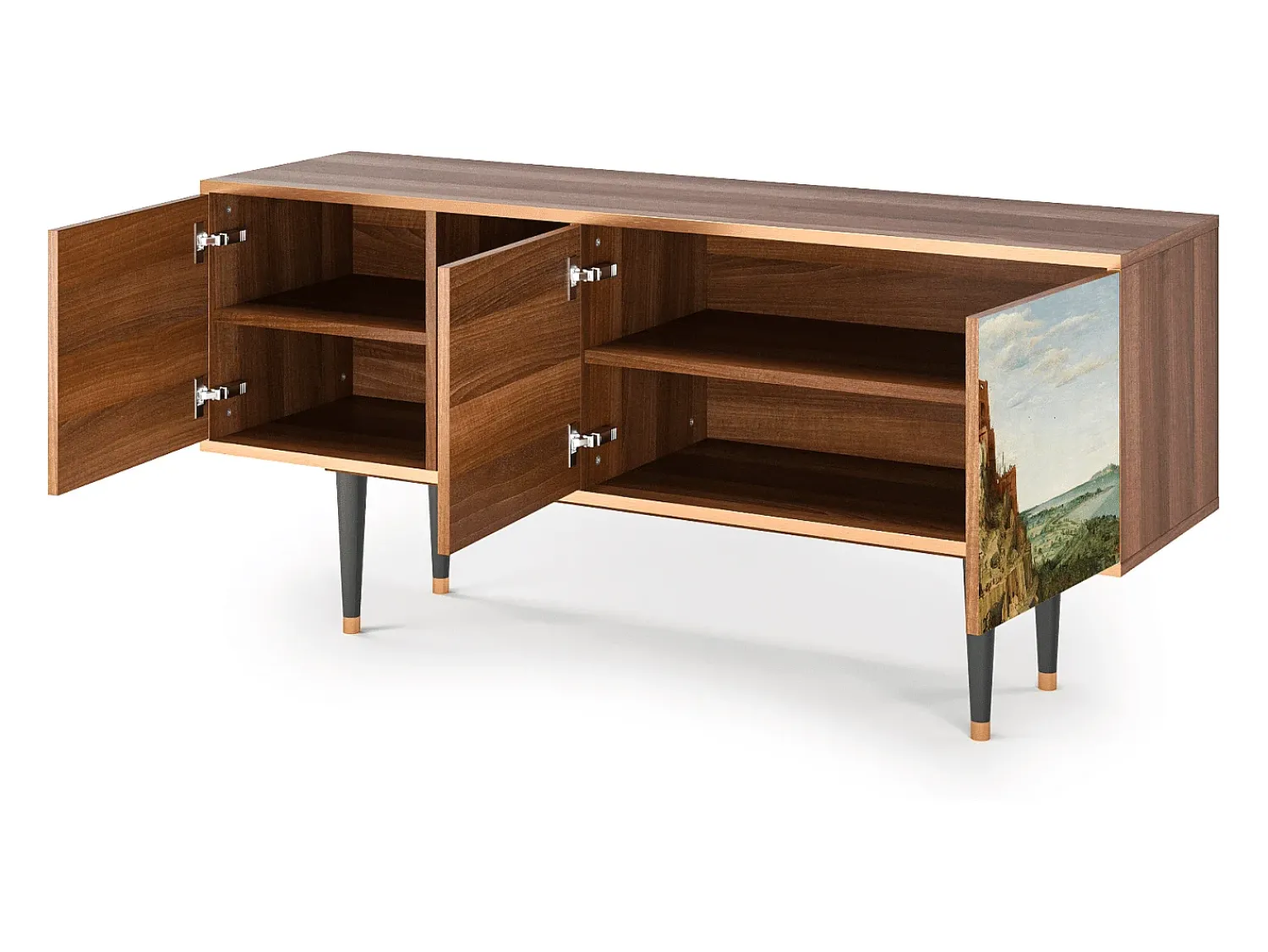 Mueble de TV - 150х69х41 cm - T5 - Elder The Tower, Nogueira Castanho