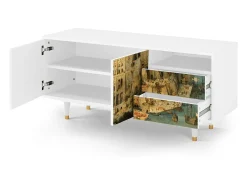Clearance Mueble de TV - 125х56х41 cm - T7 - Elder The Tower, Branco Bege