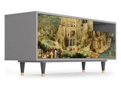 Discount Mueble de TV - 125х56х41 cm - T7 - Elder The Tower, Cinza Cinzento