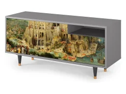 Discount Mueble de TV - 125х56х41 cm - T7 - Elder The Tower, Cinza Cinzento