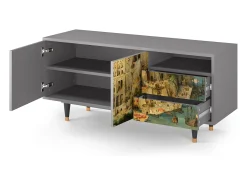 Discount Mueble de TV - 125х56х41 cm - T7 - Elder The Tower, Cinza Cinzento