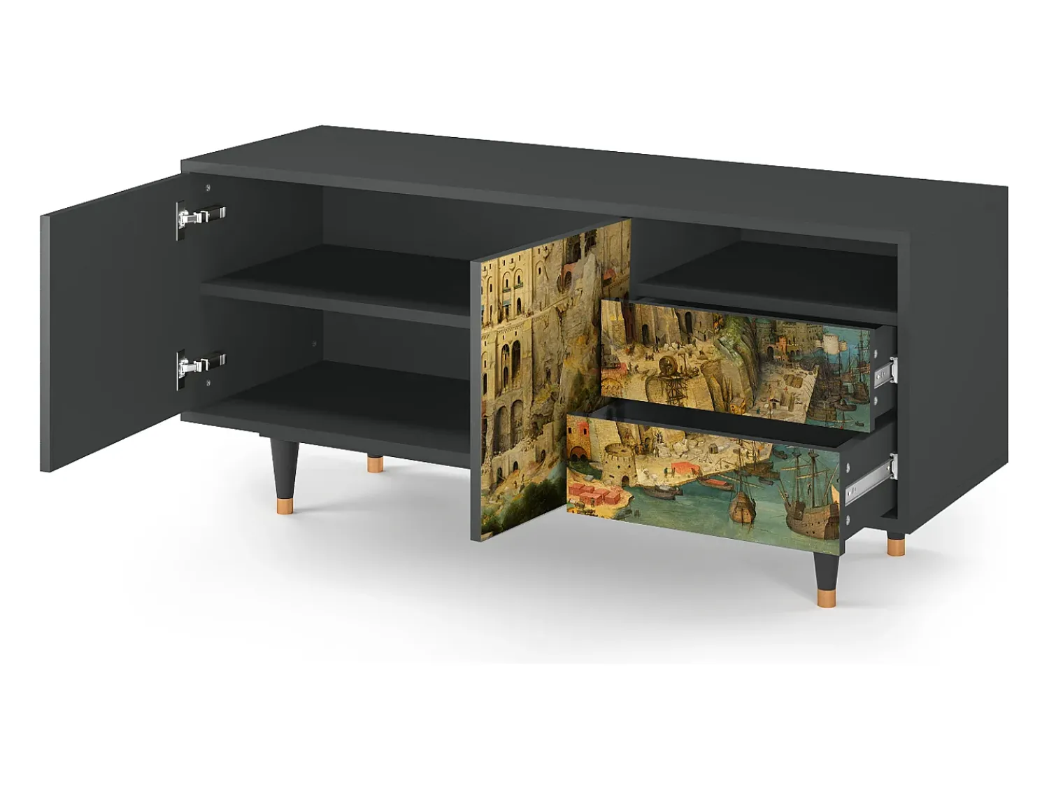 Online Mueble de TV - 125х56х41 cm - T7 - Elder The Tower, Antracite Cinza antracite