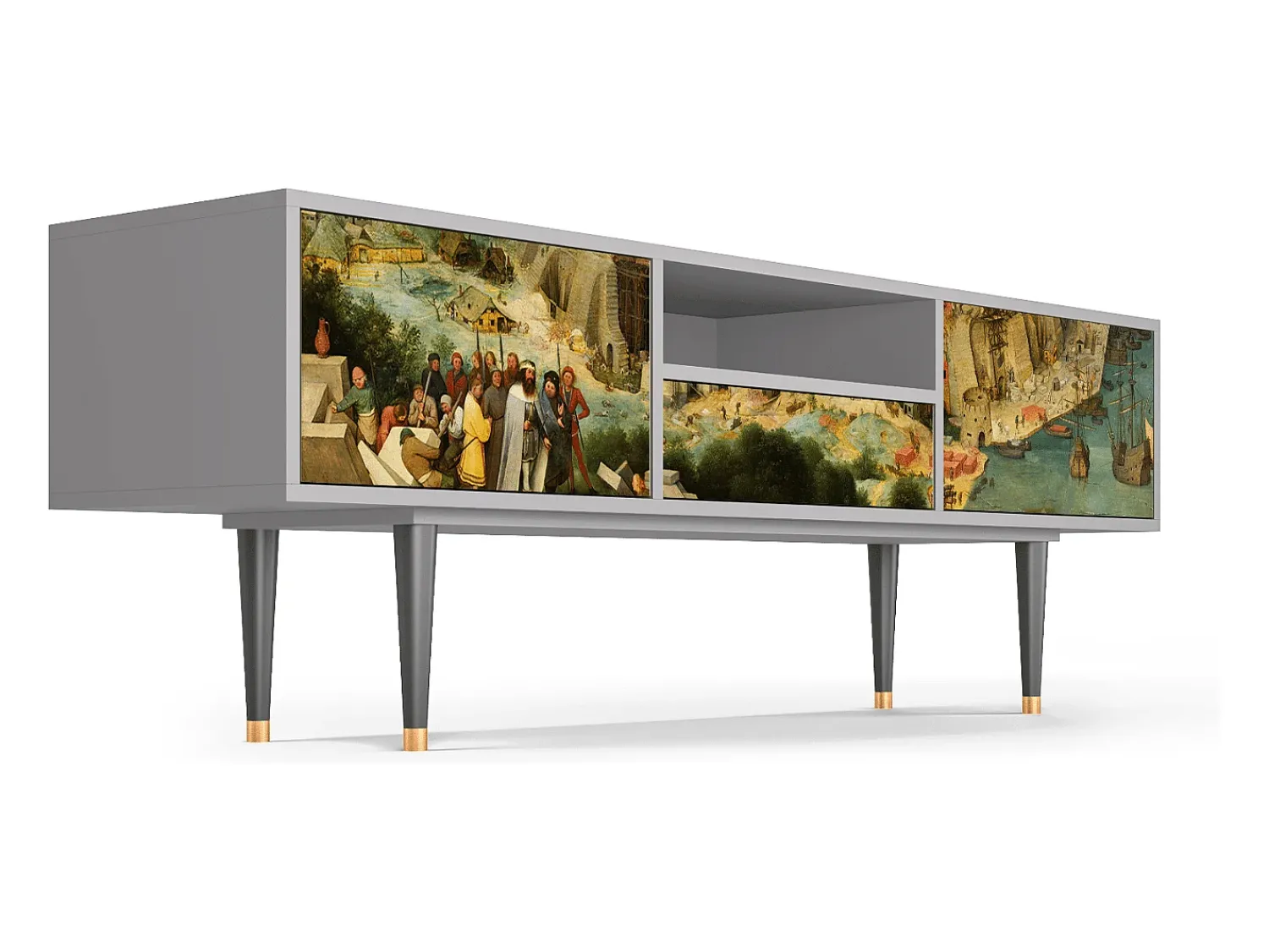 Móvel De Tv* Mueble de TV - 170х59х41 cm - T6 - Elder The Tower, Cinza Cinzento