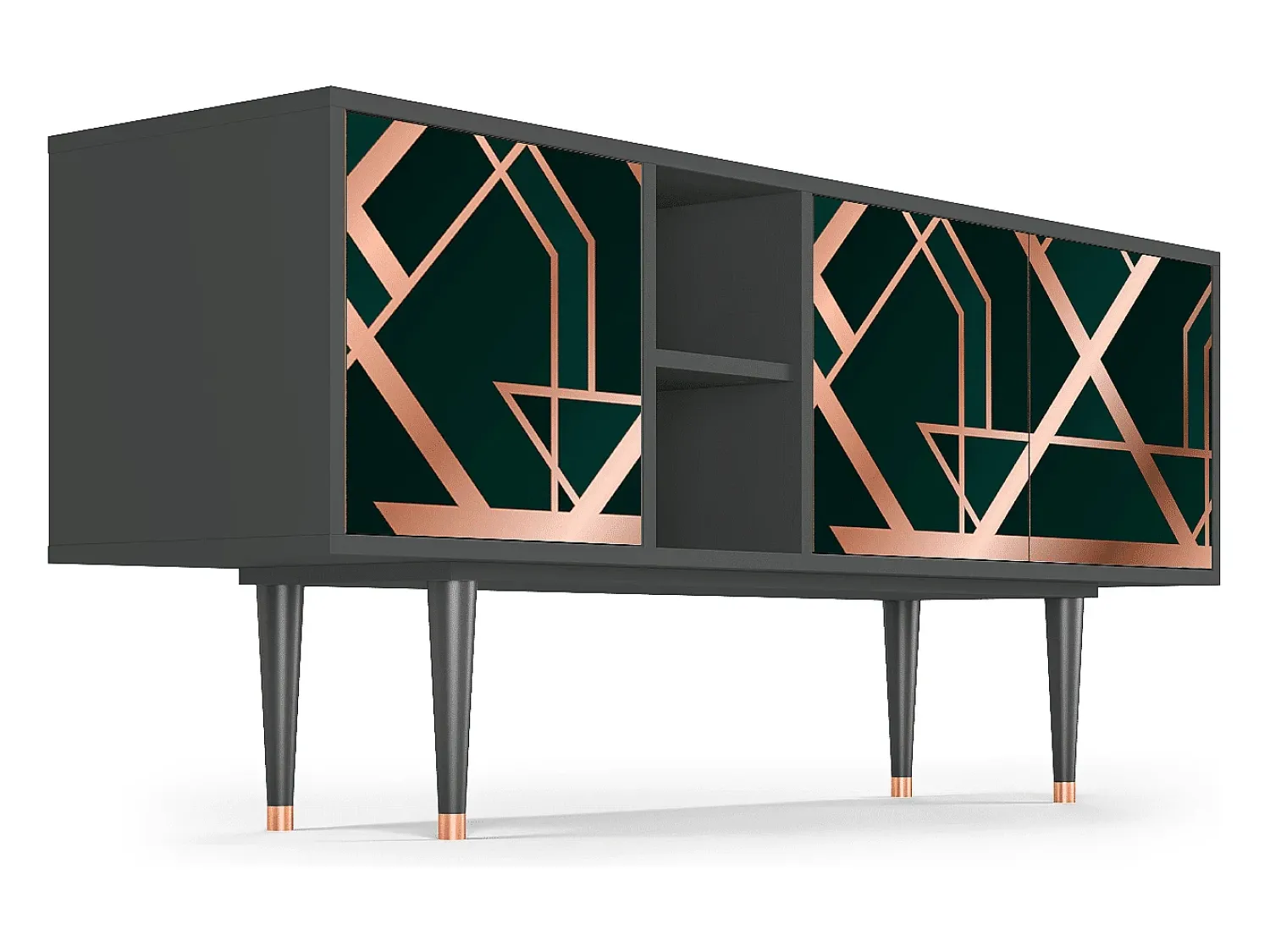 Móvel De Tv| Mueble de TV - 150х69х41 cm - T5 - Emerald Gatsby, Antracite Cinza antracite