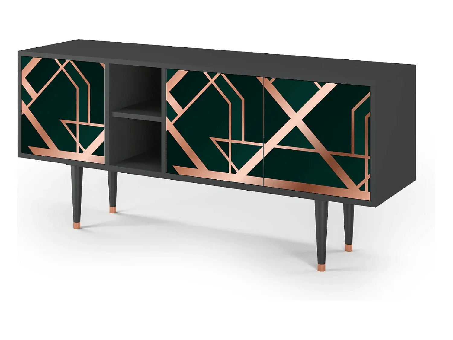 Móvel De Tv| Mueble de TV - 150х69х41 cm - T5 - Emerald Gatsby, Antracite Cinza antracite
