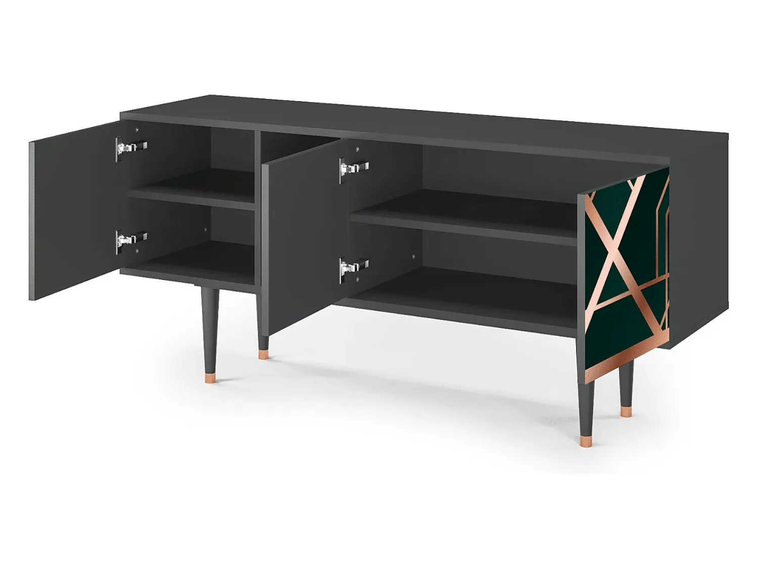 Móvel De Tv| Mueble de TV - 150х69х41 cm - T5 - Emerald Gatsby, Antracite Cinza antracite