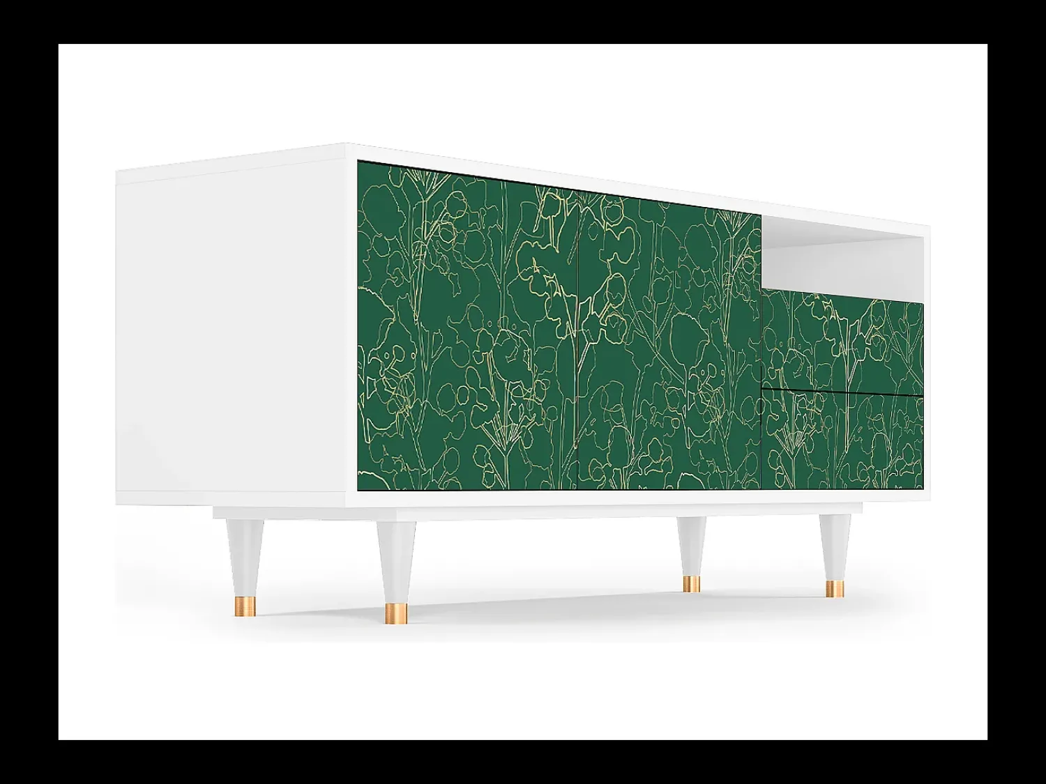 New Mueble de TV - 125х56х41 cm - T7 - Emerald Forest, Branco Bege