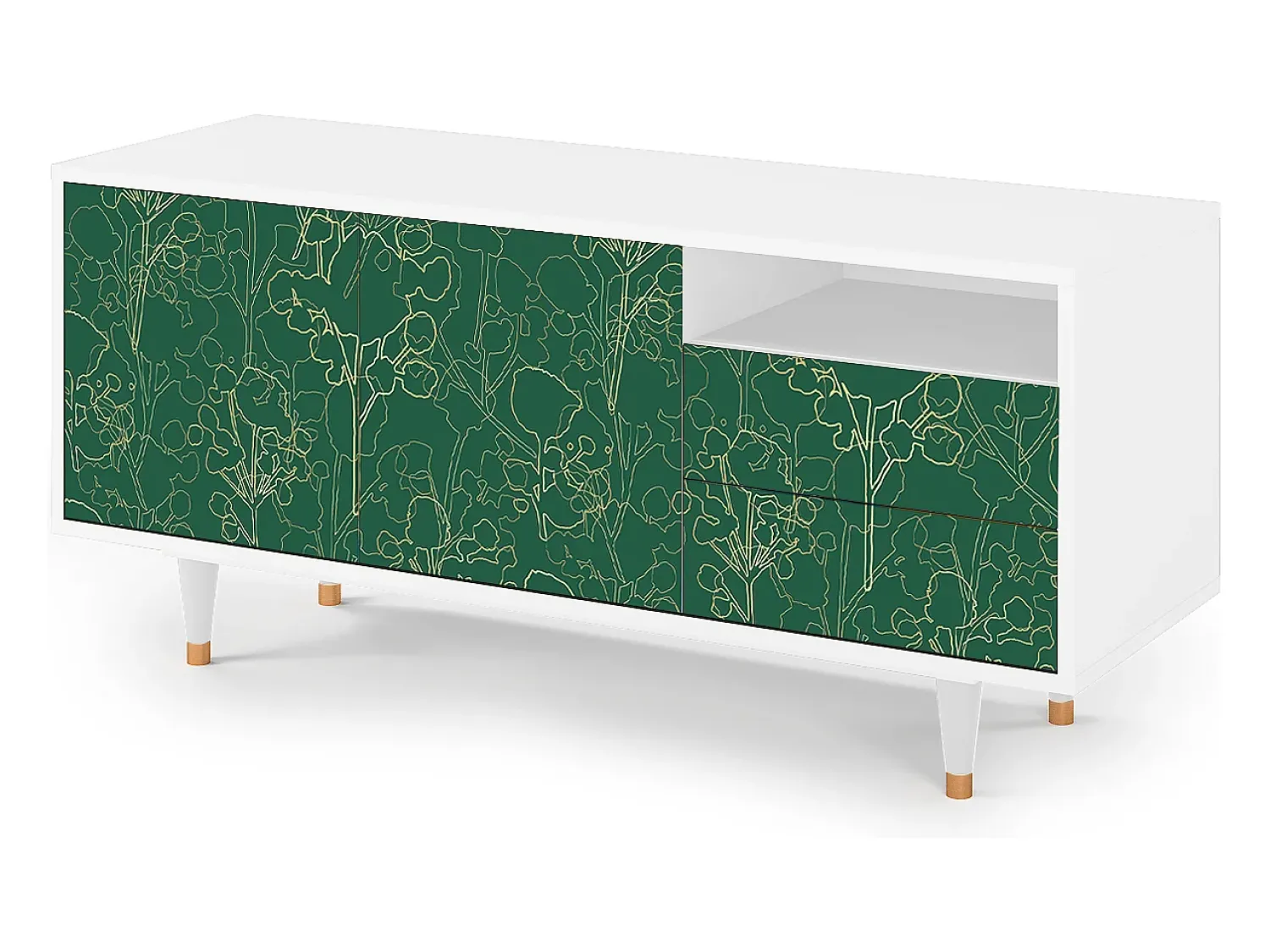 New Mueble de TV - 125х56х41 cm - T7 - Emerald Forest, Branco Bege
