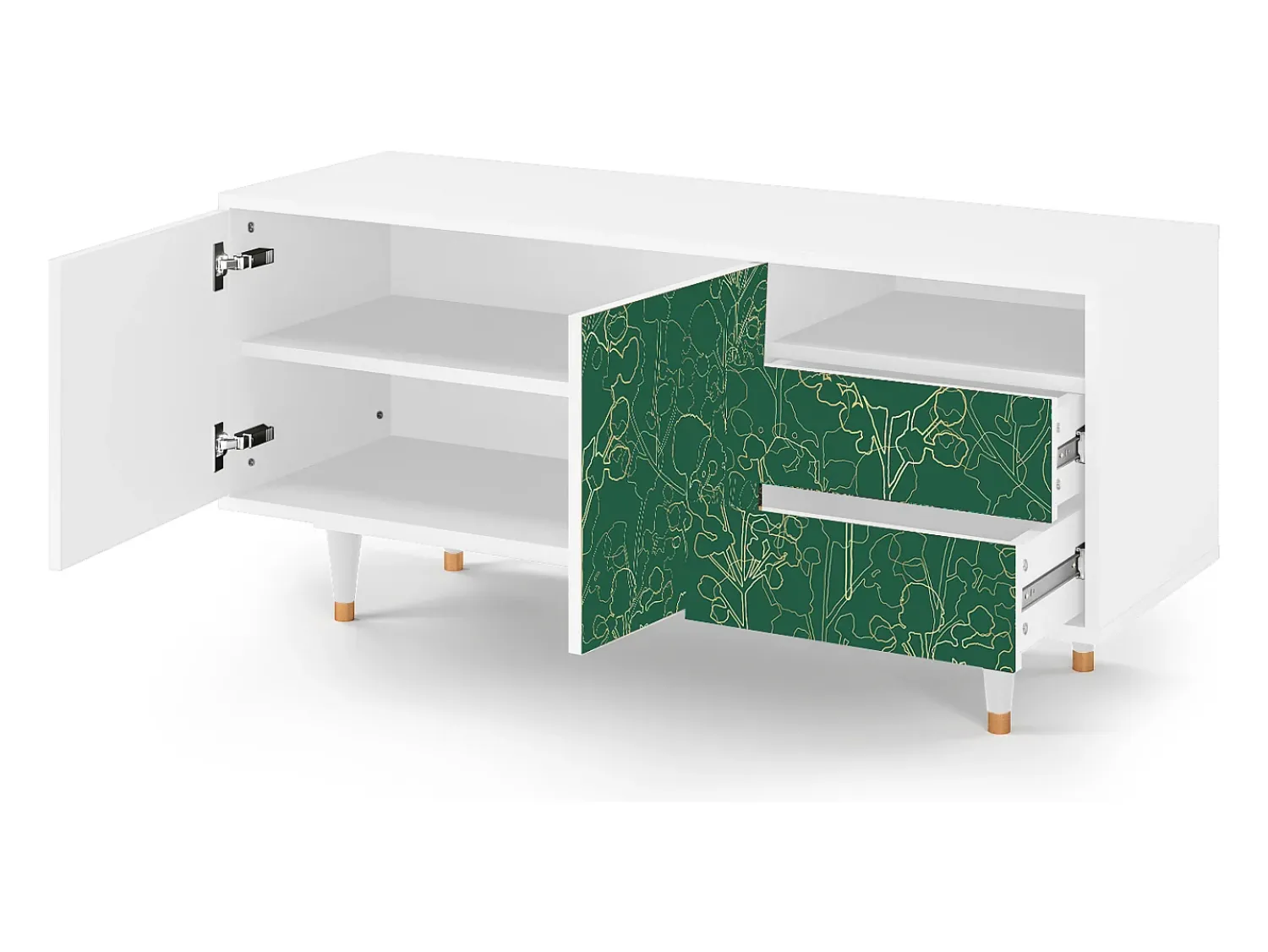 New Mueble de TV - 125х56х41 cm - T7 - Emerald Forest, Branco Bege