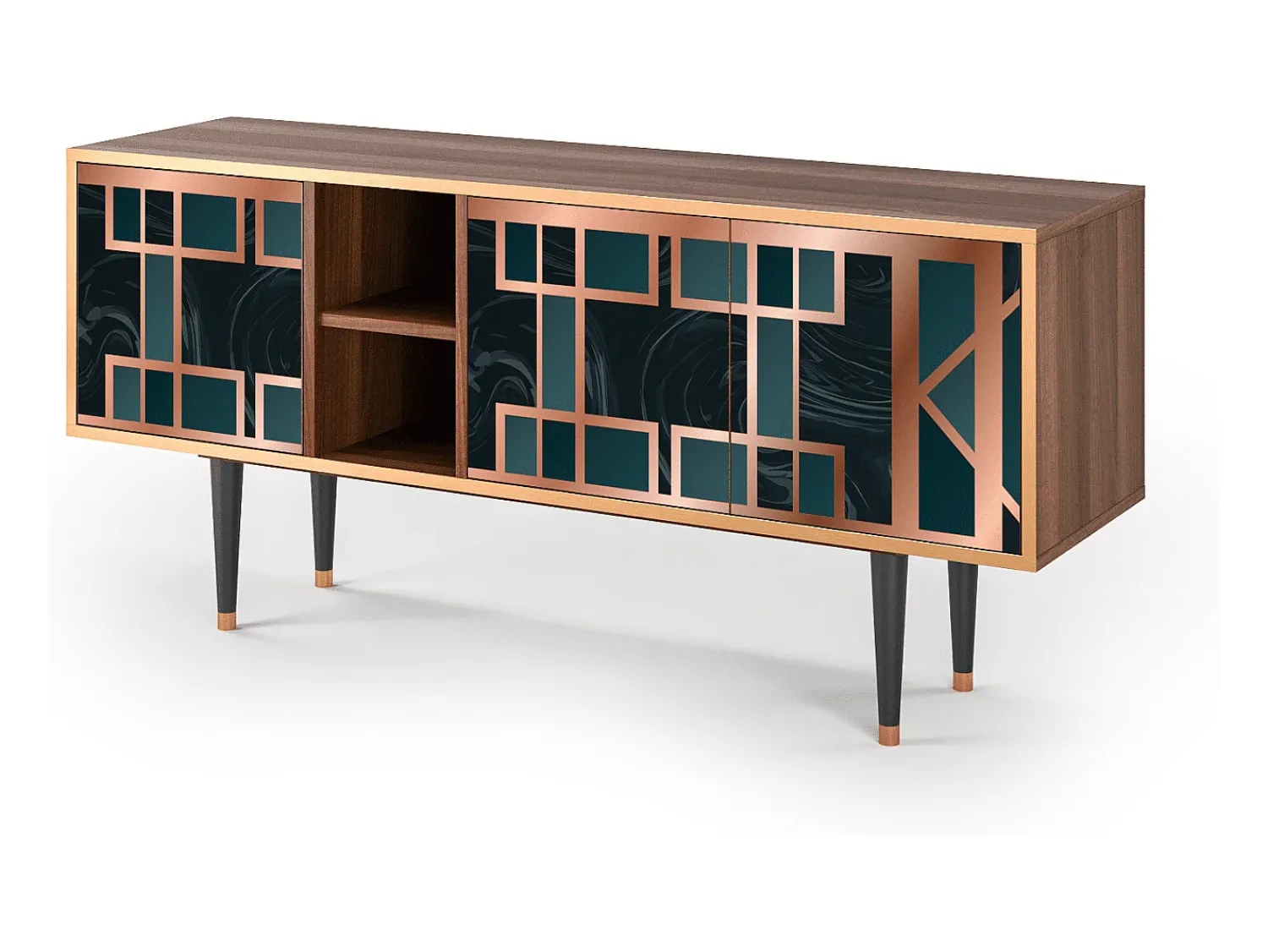 Móvel De Tv* Mueble de TV - 150х69х41 cm - T5 - Emerald Metro, Nogueira Castanho