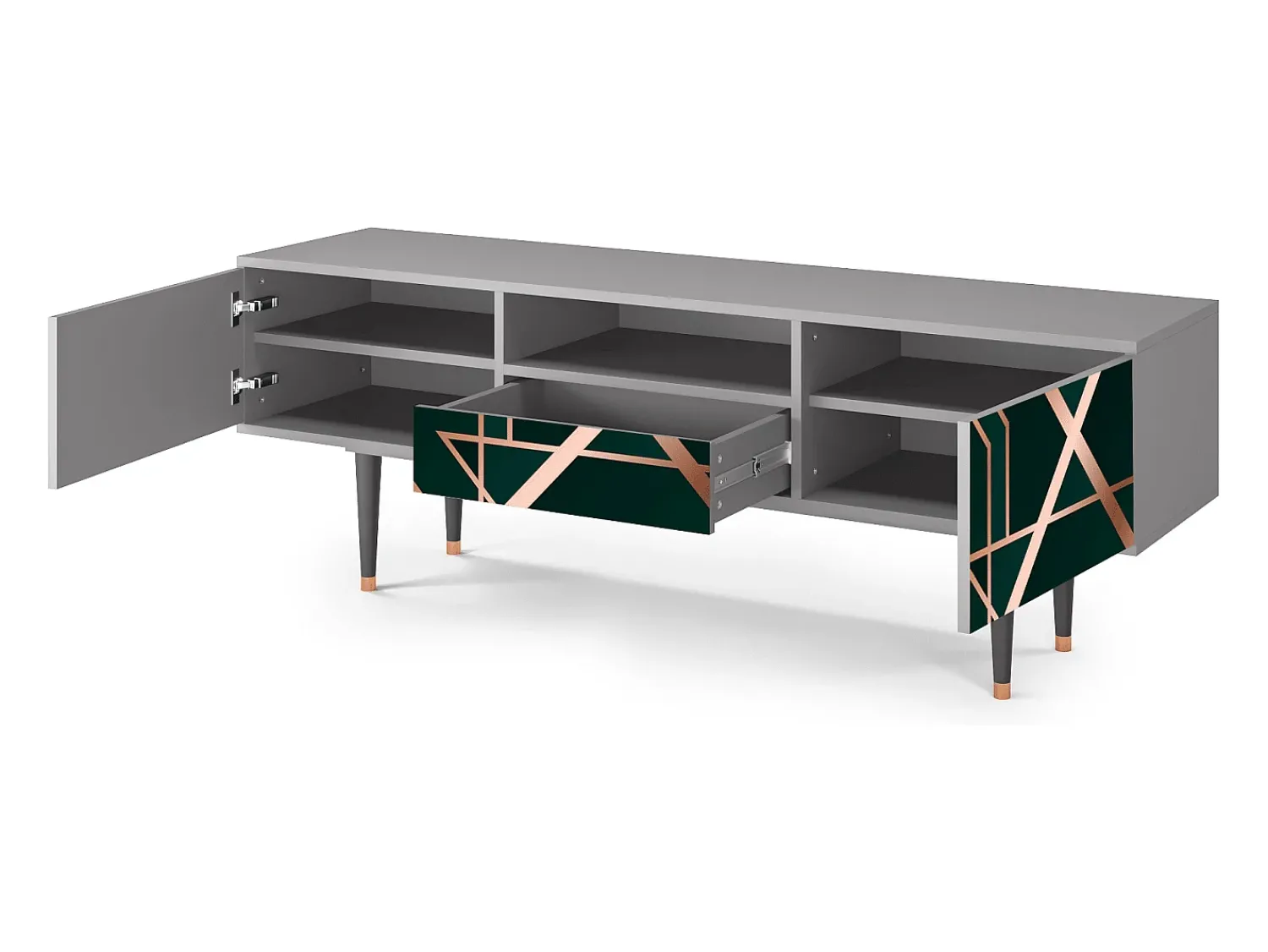 Clearance Mueble de TV - 170х59х41 cm - T6 - Emerald Gatsby, Cinza Cinzento