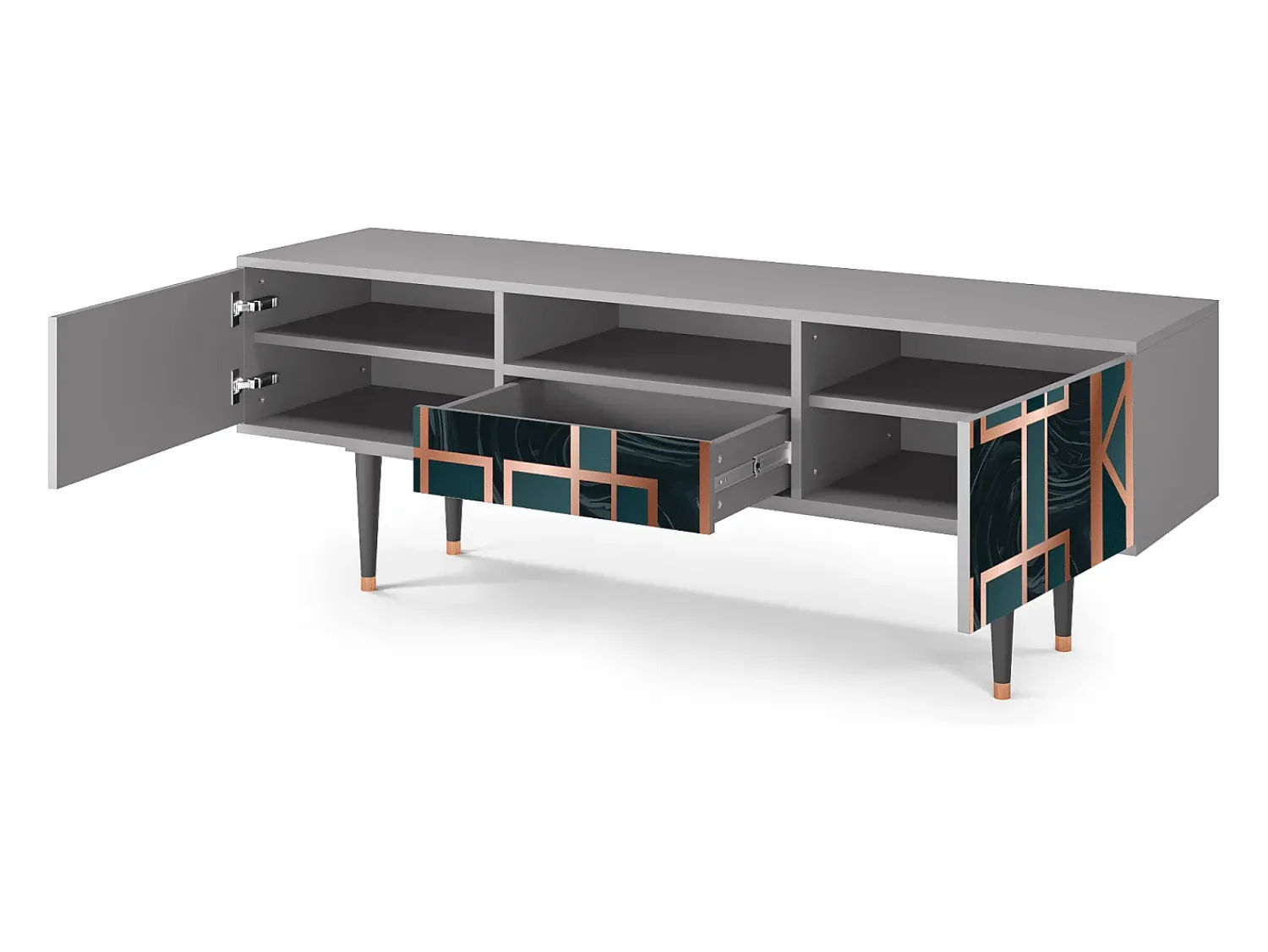 Mueble de TV - 170х59х41 cm - T6 - Emerald Metro, Cinza^ Móvel De Tv