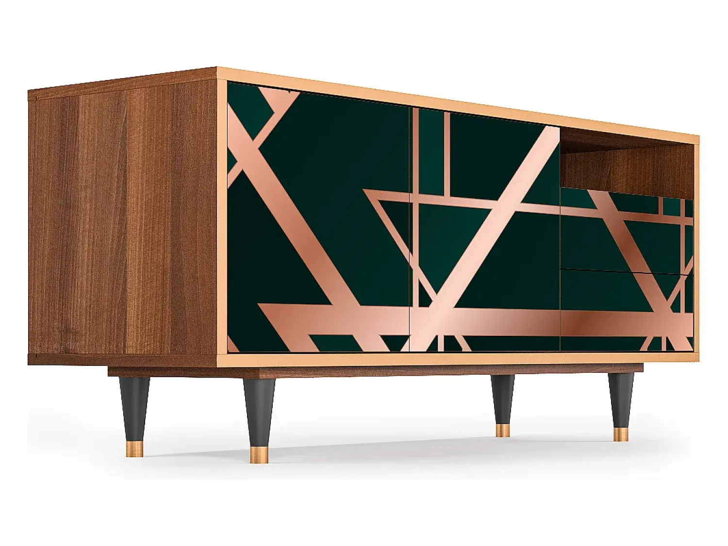 Móvel De Tv* Mueble de TV - 125х56х41 cm - T7 - Emerald Gatsby, Nogueira Castanho