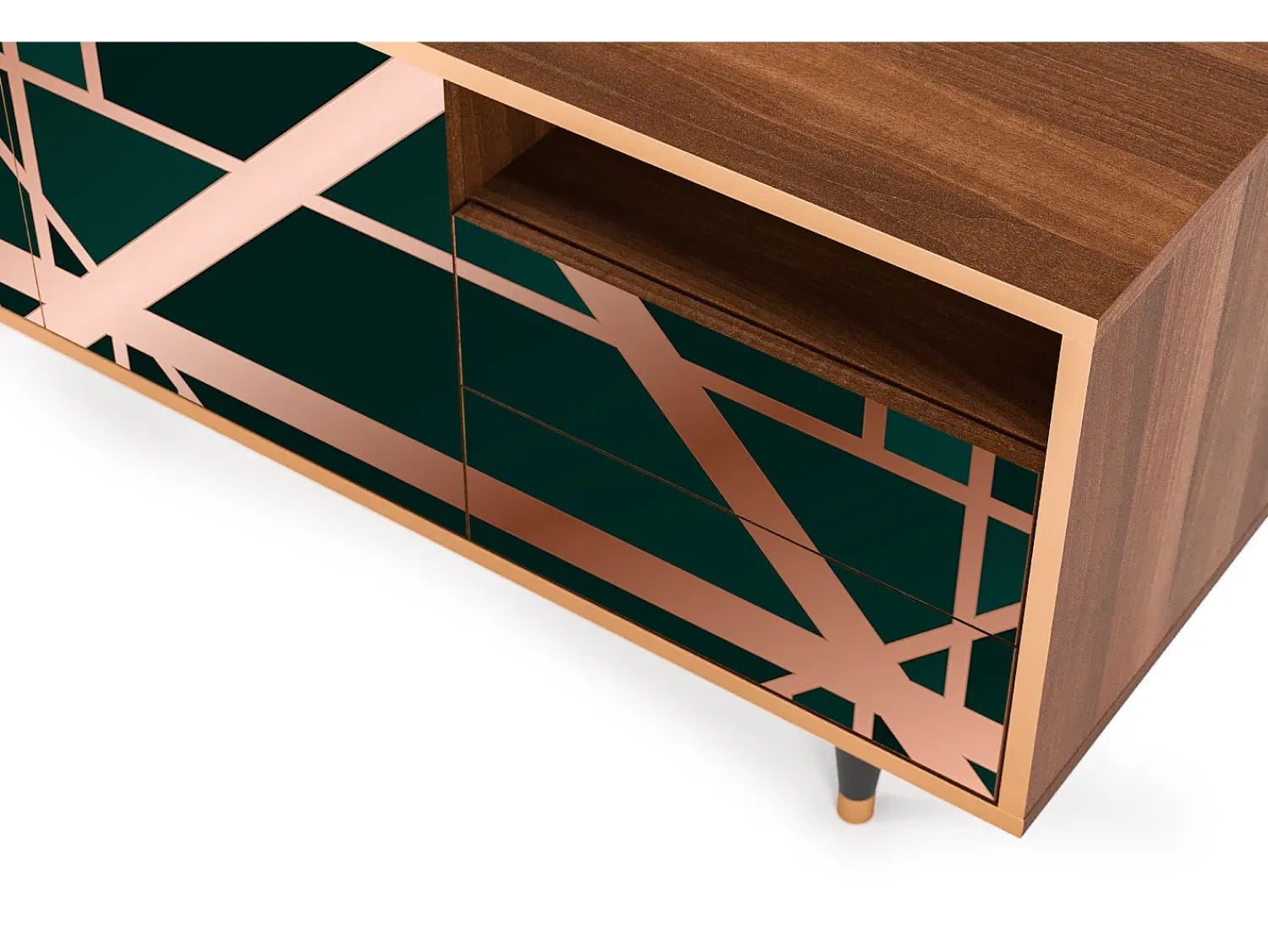 Móvel De Tv* Mueble de TV - 125х56х41 cm - T7 - Emerald Gatsby, Nogueira Castanho