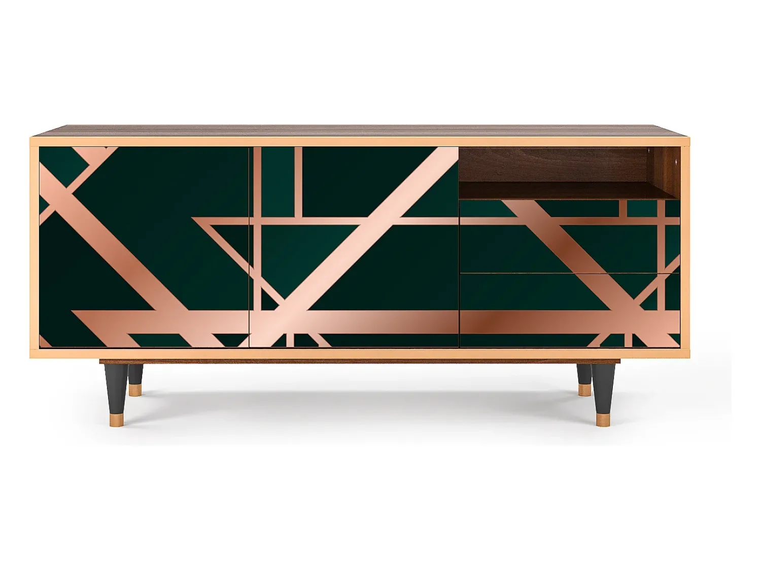 Móvel De Tv* Mueble de TV - 125х56х41 cm - T7 - Emerald Gatsby, Nogueira Castanho
