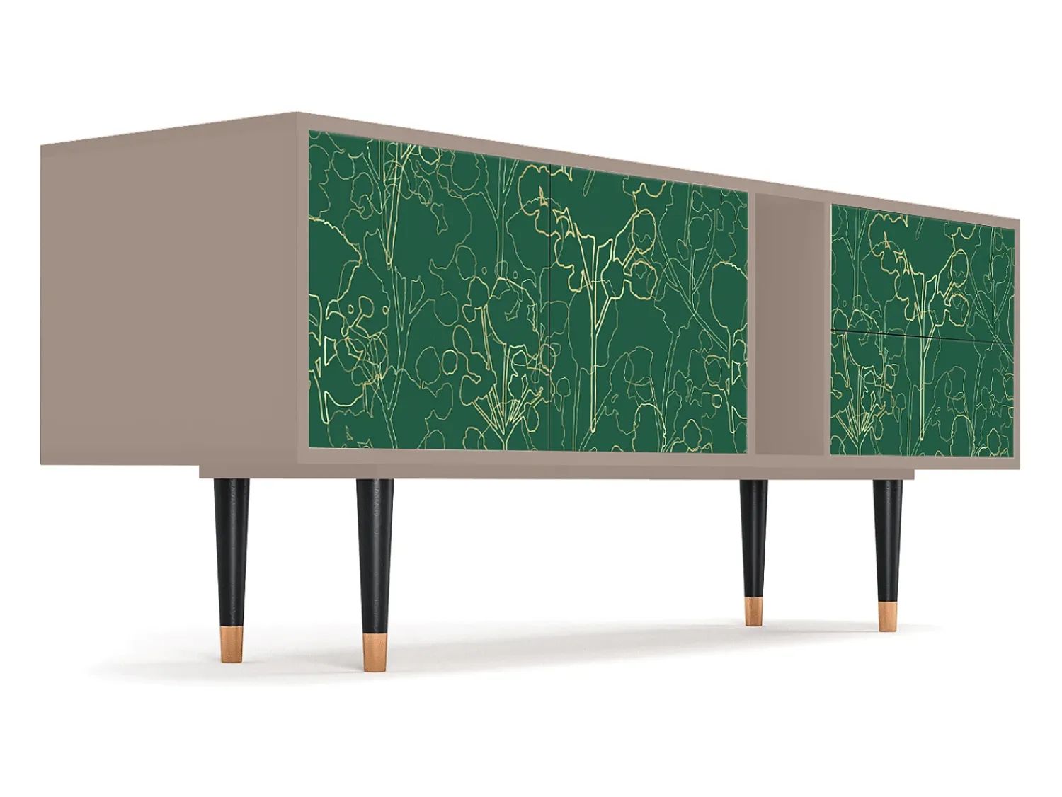 Móvel De Tv| Mueble de TV - 170х69х48 cm - T1 - Emerald Forest, Latte Bege