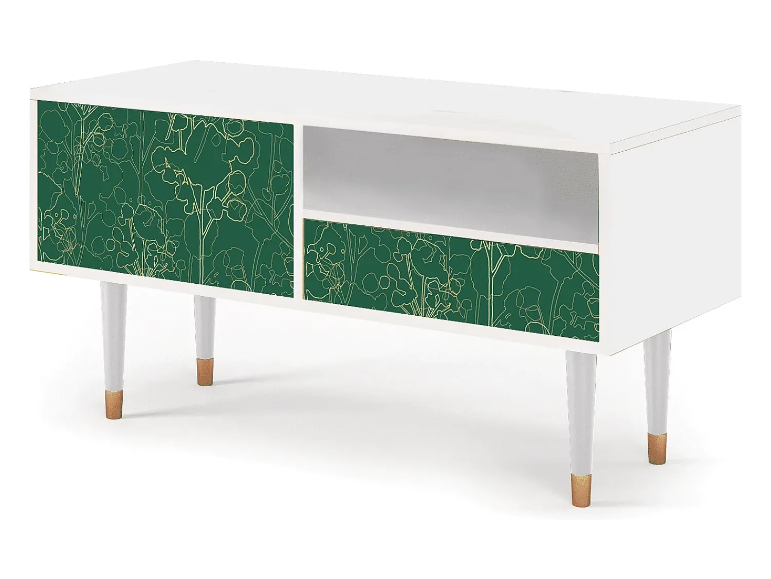 Discount Mueble de TV - 115х59х48 cm - T3 - Emerald Forest, Branco Bege