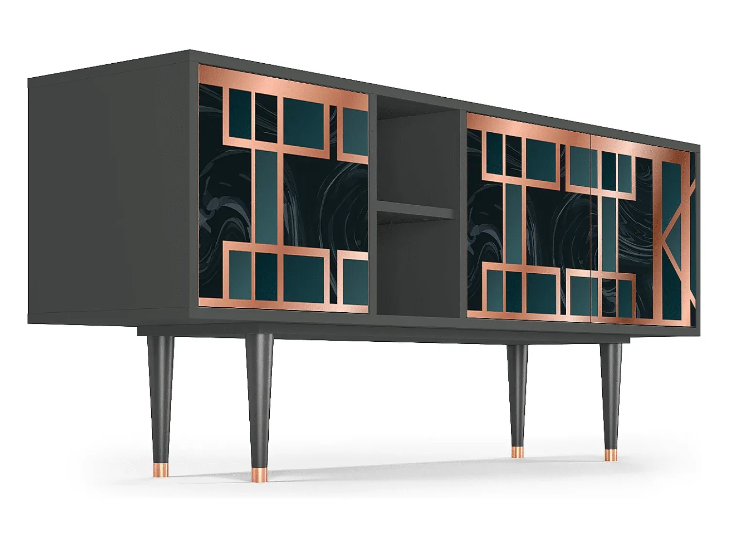 Móvel De Tv| Mueble de TV - 150х69х41 cm - T5 - Emerald Metro, Antracite Cinza antracite