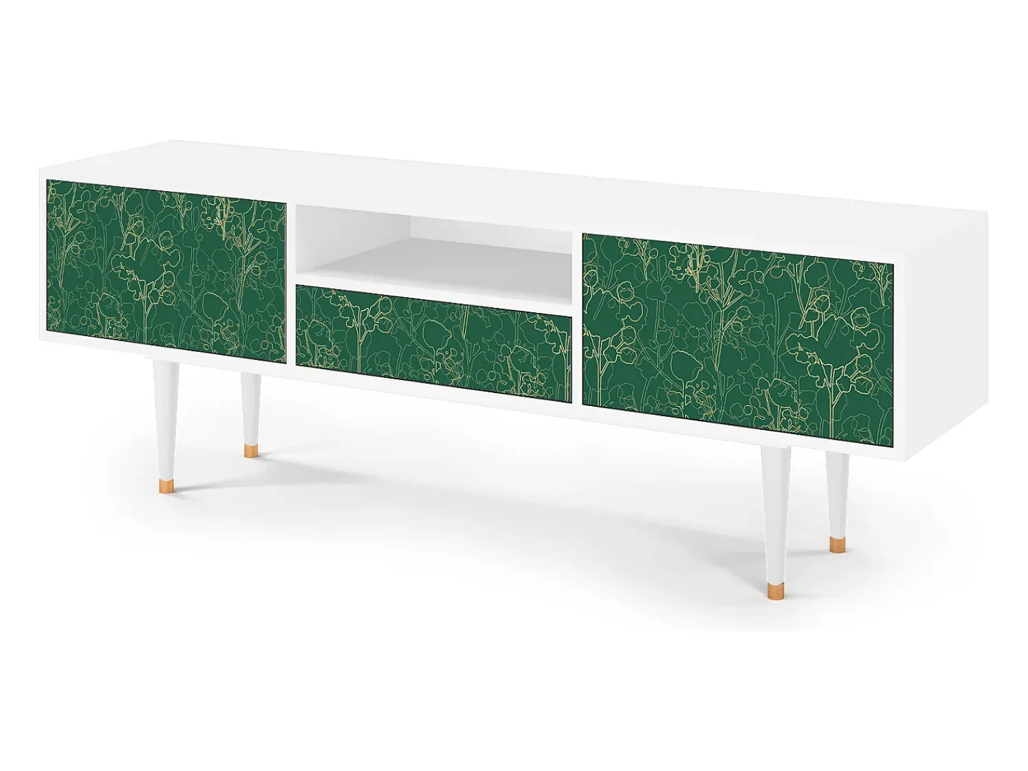 Mueble de TV - 170х59х41 cm - T6 - Emerald Forest, Branco^ Móvel De Tv