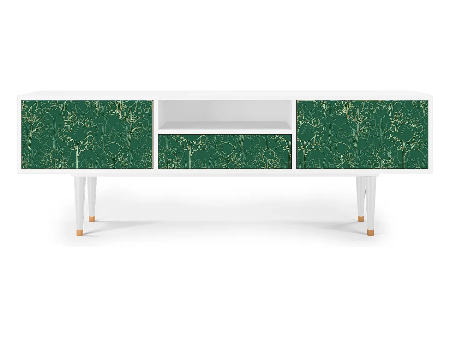 Mueble de TV - 170х59х41 cm - T6 - Emerald Forest, Branco^ Móvel De Tv