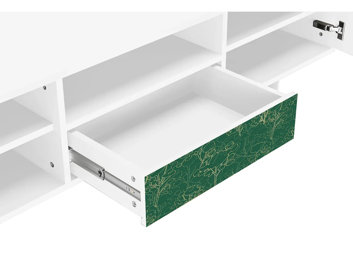 Mueble de TV - 170х59х41 cm - T6 - Emerald Forest, Branco^ Móvel De Tv