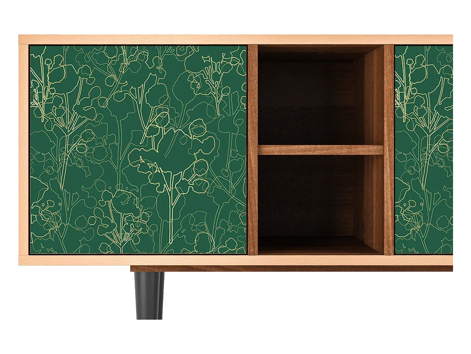 Móvel De Tv| Mueble de TV - 150х69х41 cm - T5 - Emerald Forest, Nogueira Castanho
