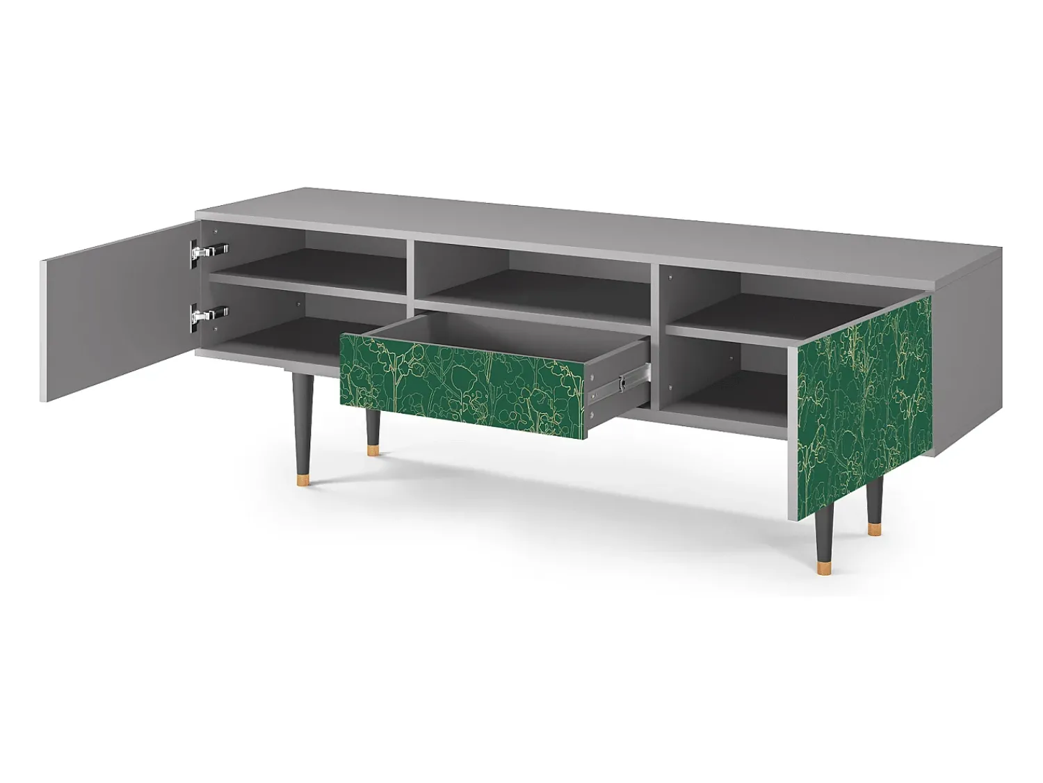 Best Mueble de TV - 170х59х41 cm - T6 - Emerald Forest, Cinza Cinzento