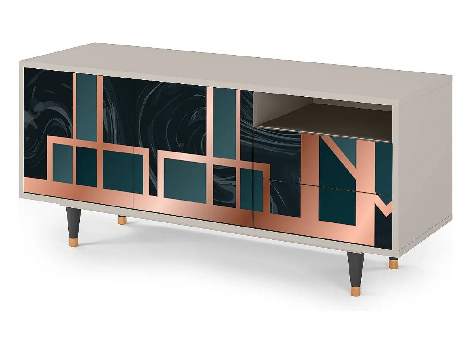 Móvel De Tv* Mueble de TV - 125х56х41 cm - T7 - Emerald Metro, Areia Bege