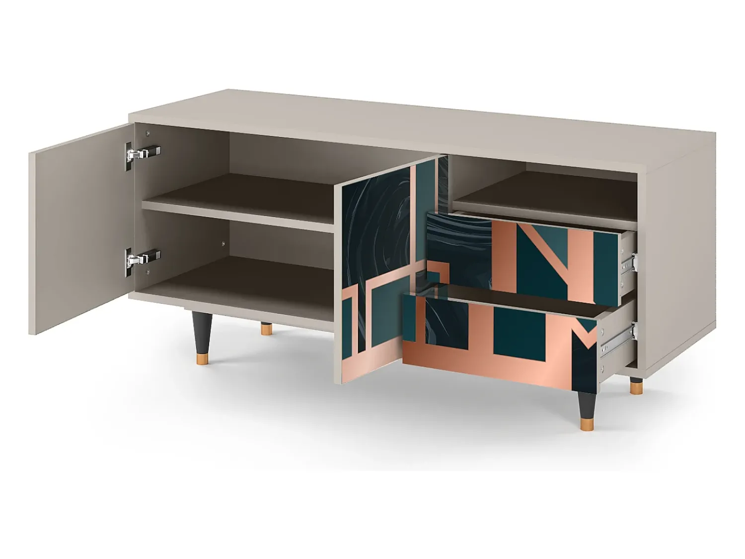 Móvel De Tv* Mueble de TV - 125х56х41 cm - T7 - Emerald Metro, Areia Bege
