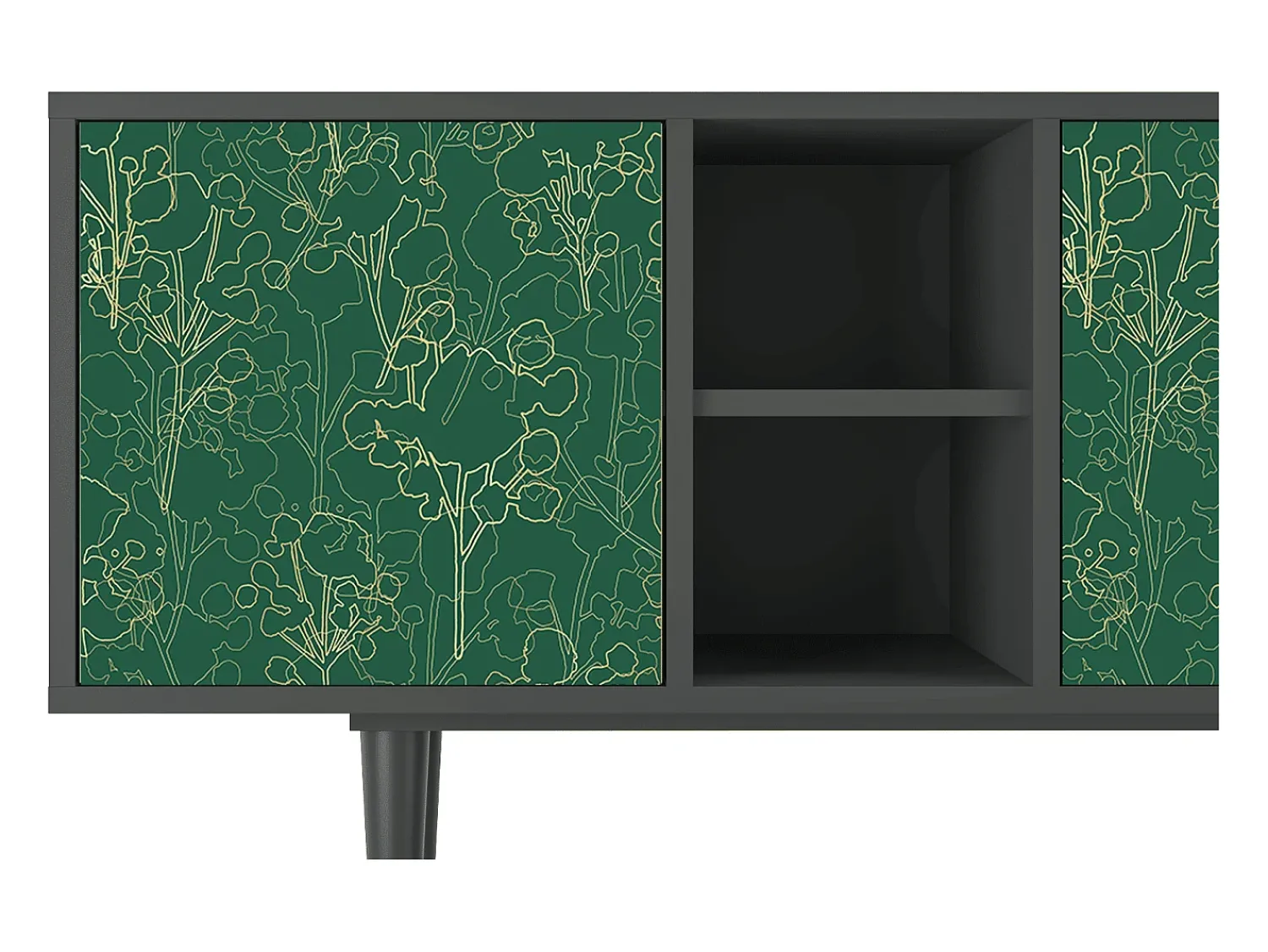 Móvel De Tv| Mueble de TV - 150х69х41 cm - T5 - Emerald Forest, Antracite Cinza antracite