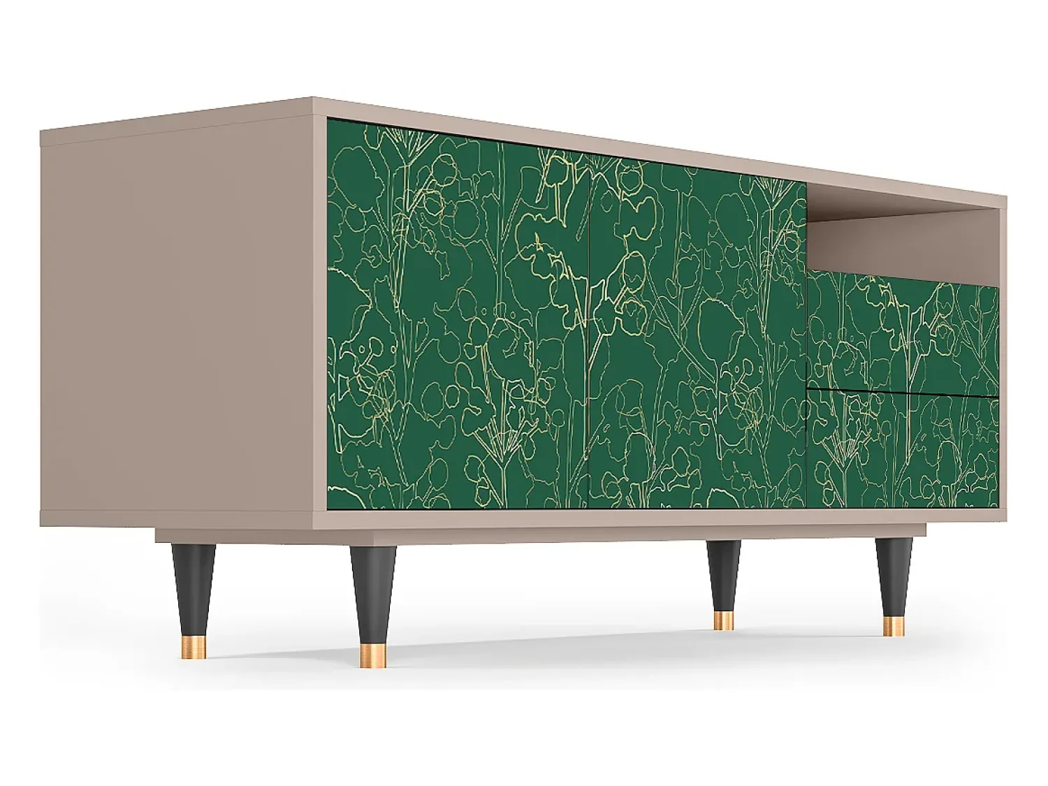 Móvel De Tv* Mueble de TV - 125х56х41 cm - T7 - Emerald Forest, Latte Bege