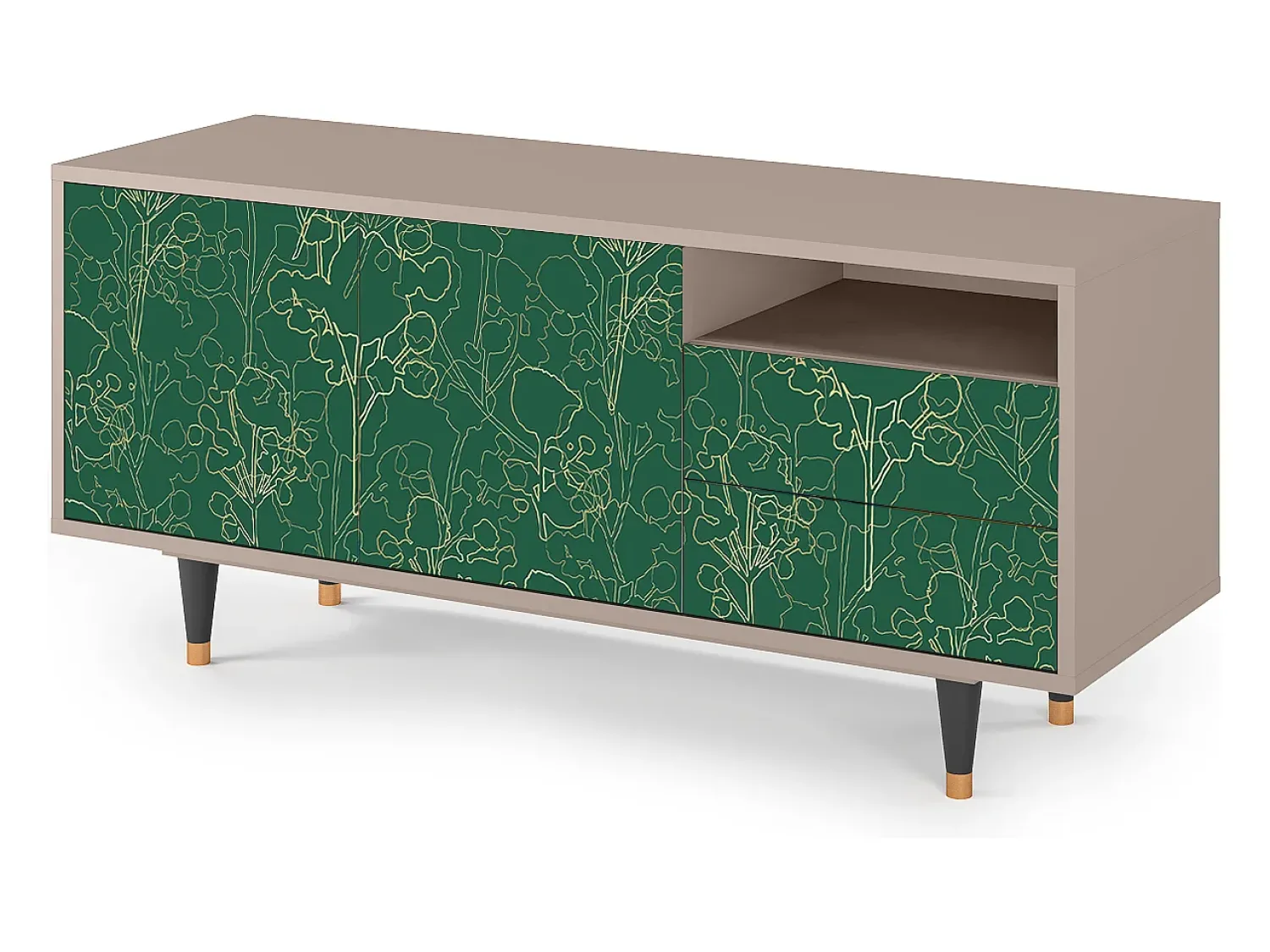 Móvel De Tv* Mueble de TV - 125х56х41 cm - T7 - Emerald Forest, Latte Bege