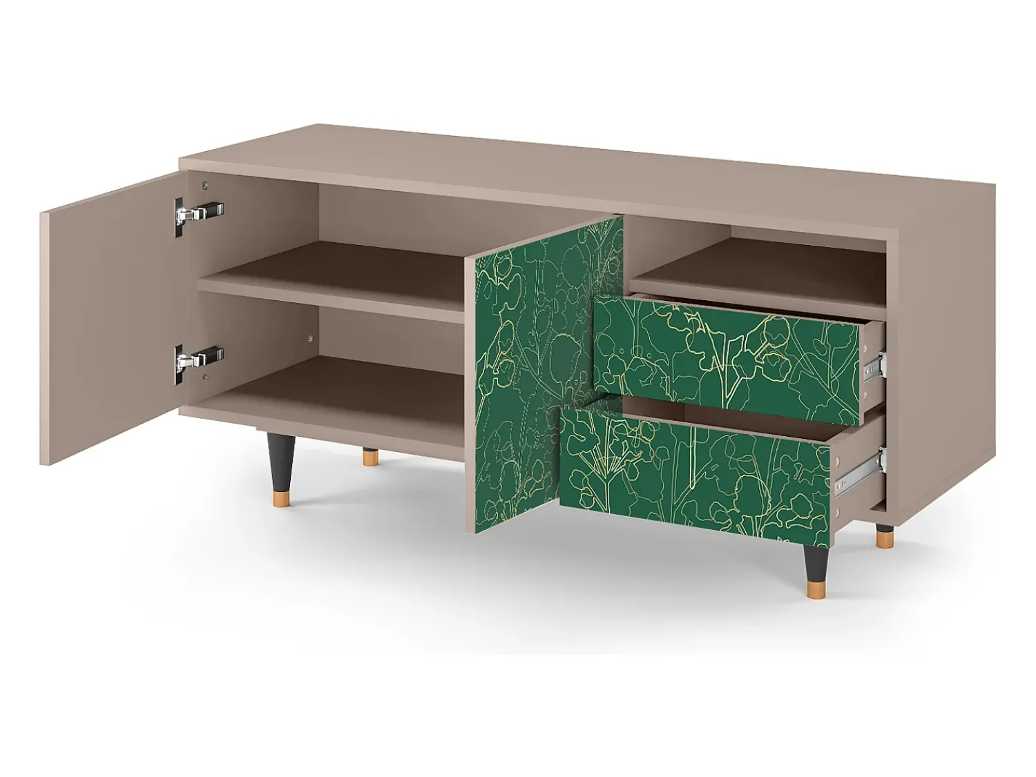 Móvel De Tv* Mueble de TV - 125х56х41 cm - T7 - Emerald Forest, Latte Bege