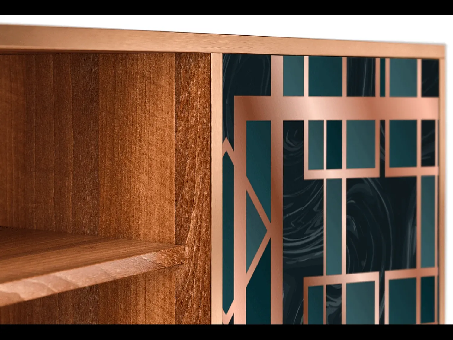 Móvel De Tv| Mueble de TV - 170х69х48 cm - T2 - Emerald Metro, Nogueira Castanho