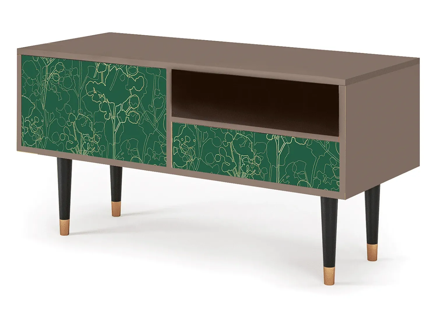 Móvel De Tv| Mueble de TV - 115х59х48 cm - T3 - Emerald Forest, Latte Bege