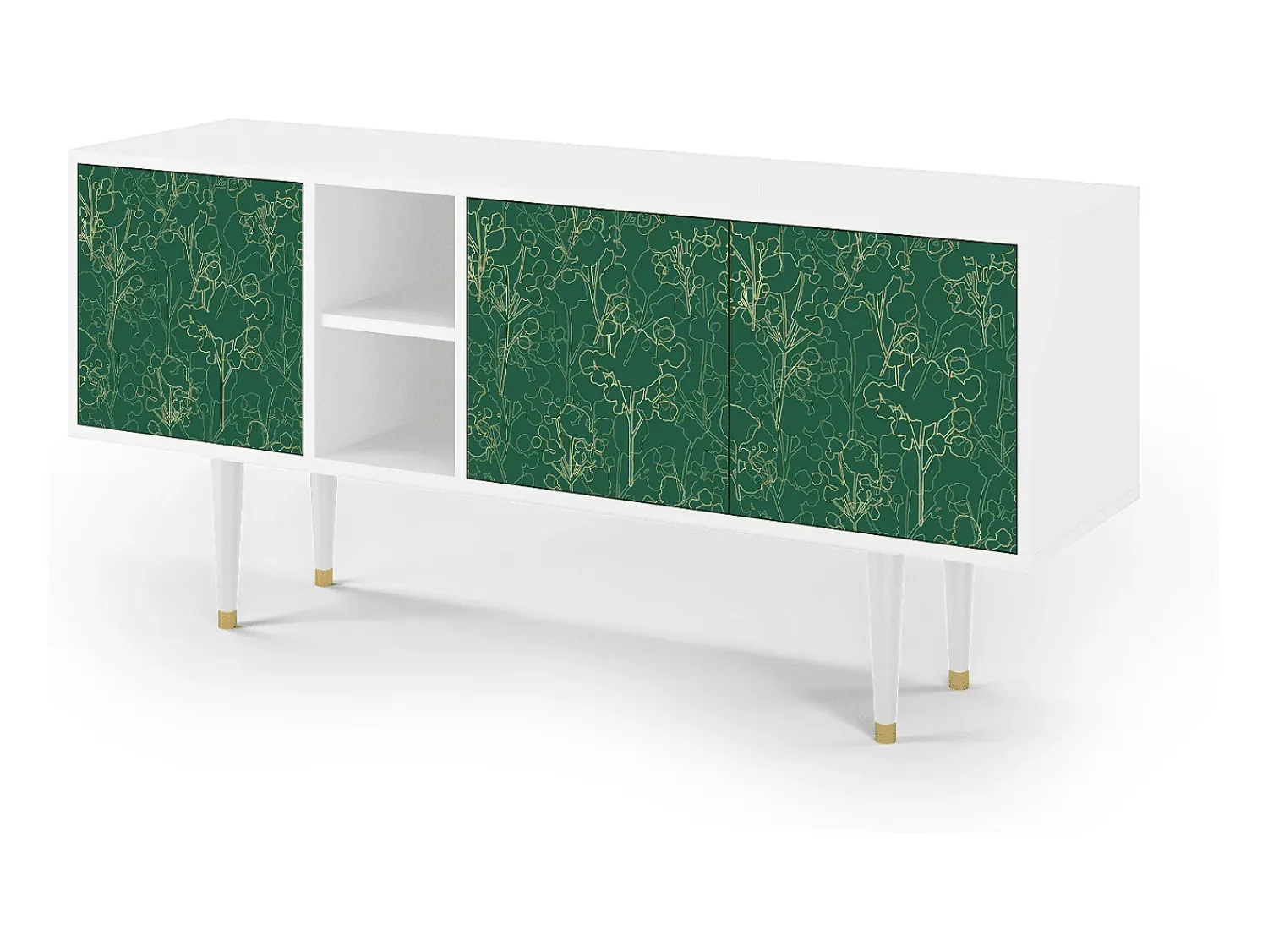 Mueble de TV - 150х69х41 cm - T5 - Emerald Forest, Branco Bege