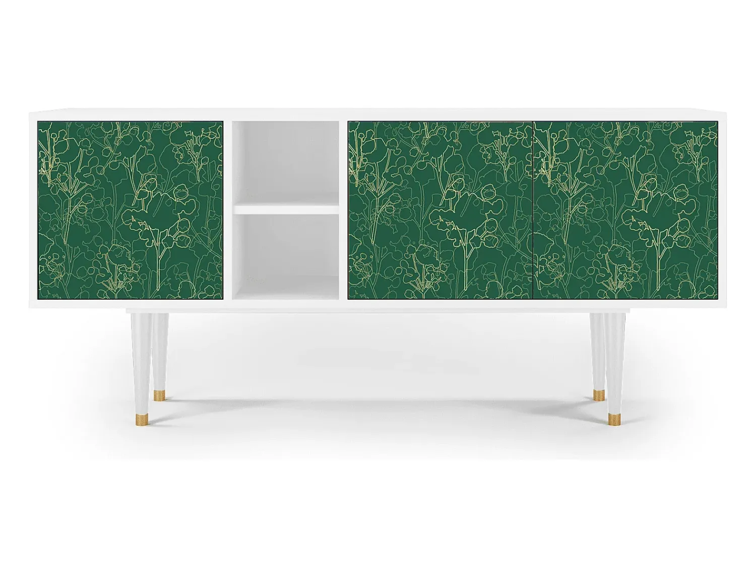 Mueble de TV - 150х69х41 cm - T5 - Emerald Forest, Branco Bege
