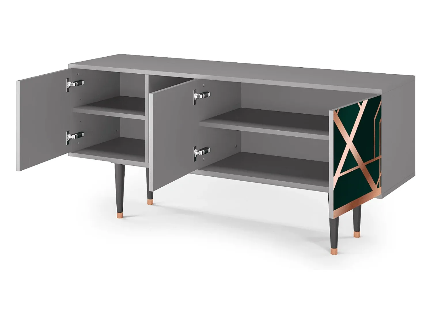 Móvel De Tv| Mueble de TV - 150х69х41 cm - T5 - Emerald Gatsby, Cinza Cinzento