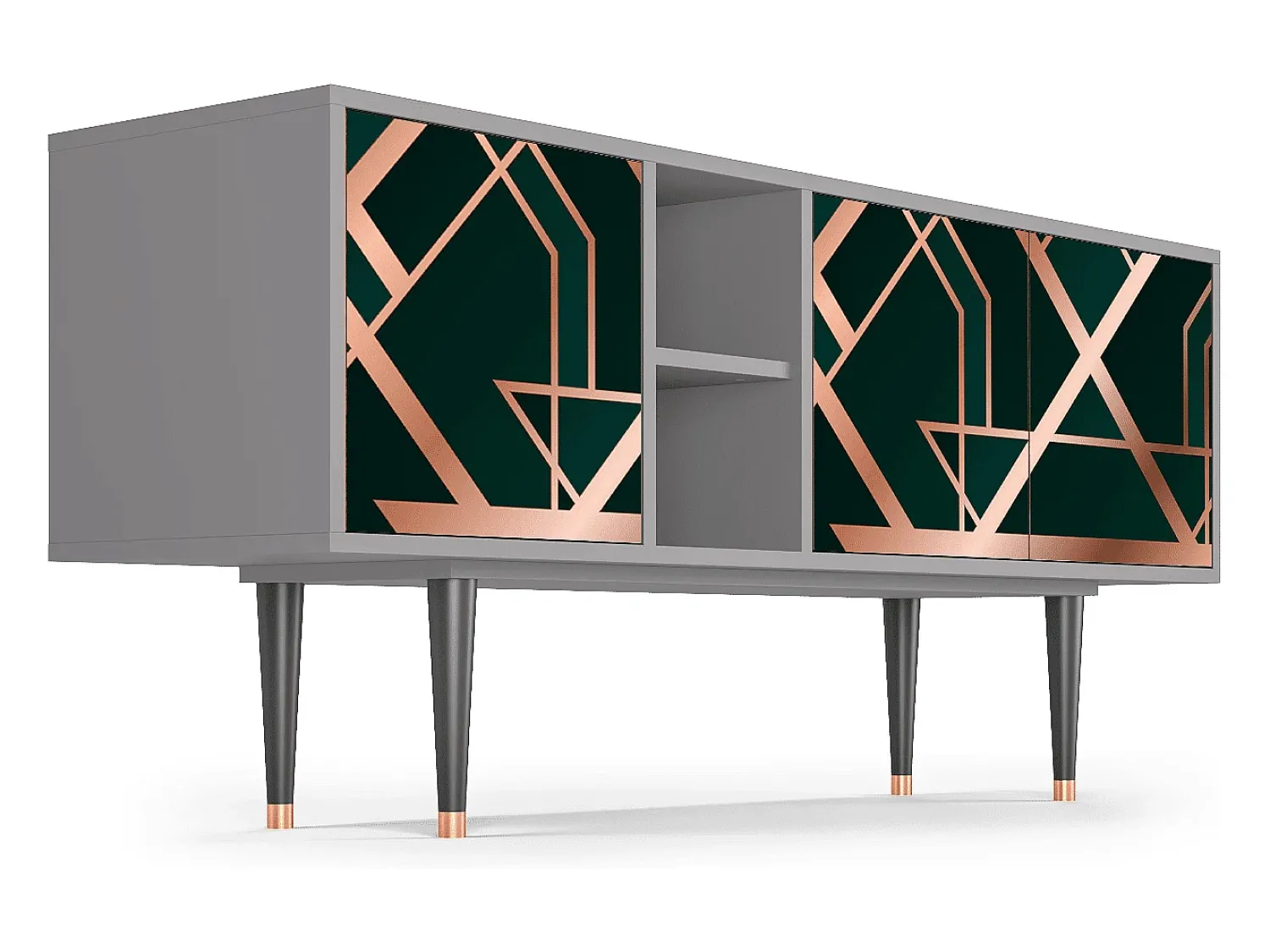 Móvel De Tv| Mueble de TV - 150х69х41 cm - T5 - Emerald Gatsby, Cinza Cinzento
