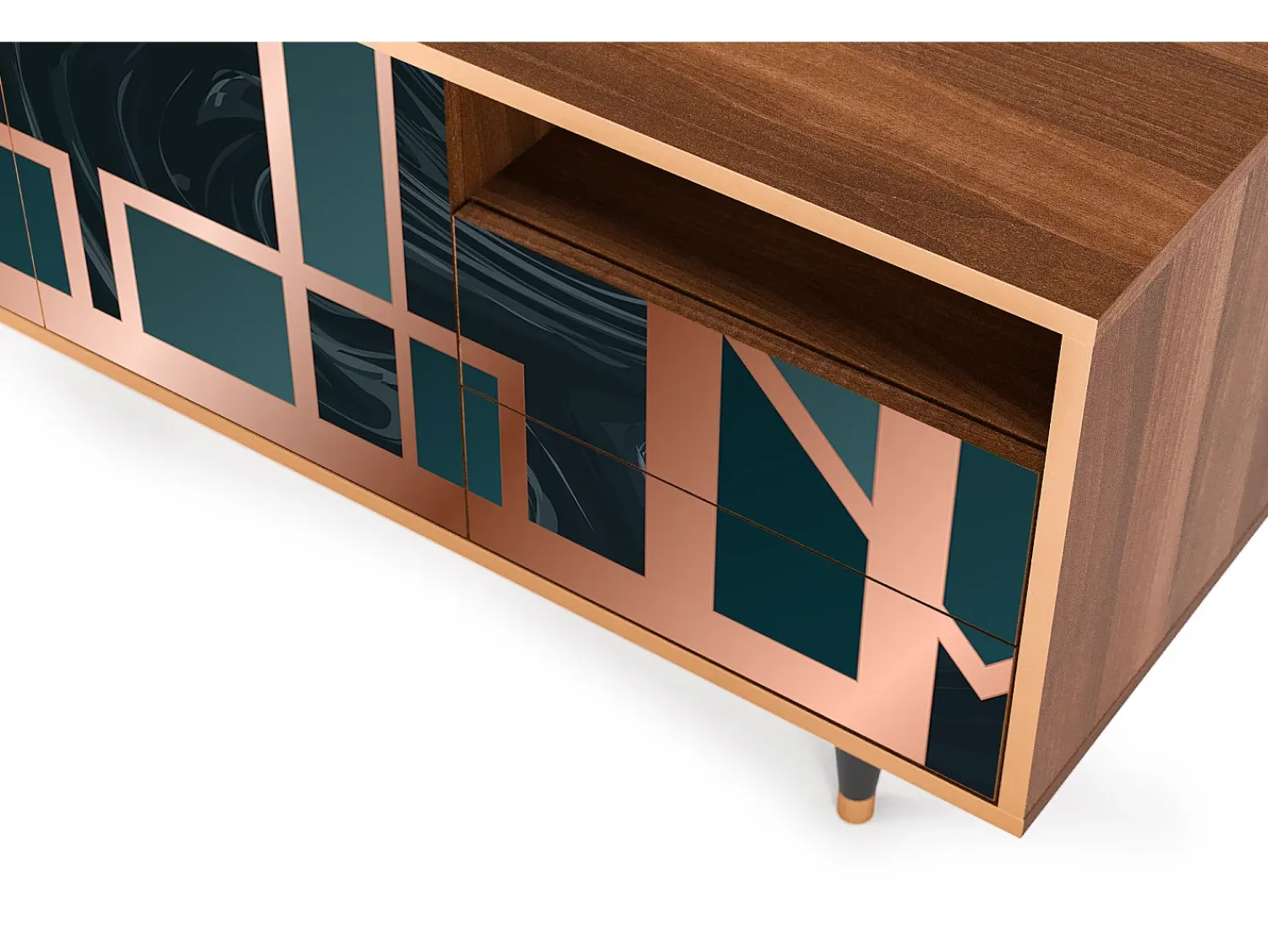 New Mueble de TV - 125х56х41 cm - T7 - Emerald Metro, Nogueira Castanho