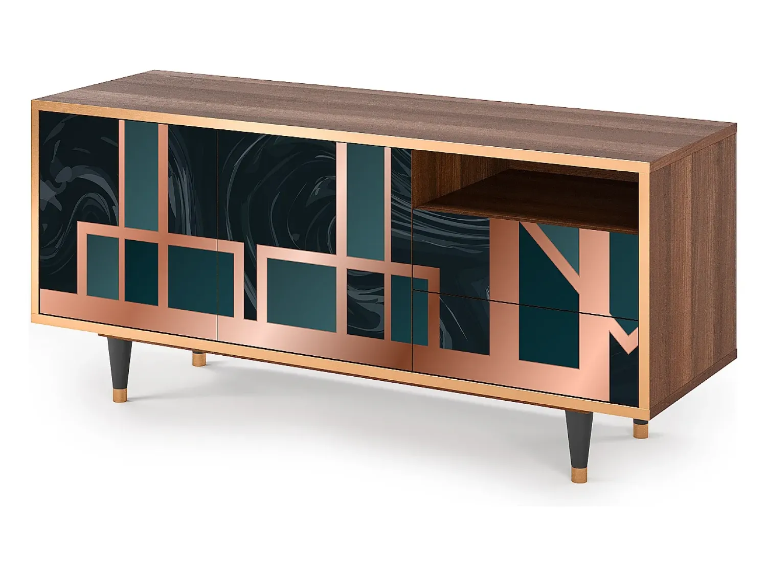 New Mueble de TV - 125х56х41 cm - T7 - Emerald Metro, Nogueira Castanho