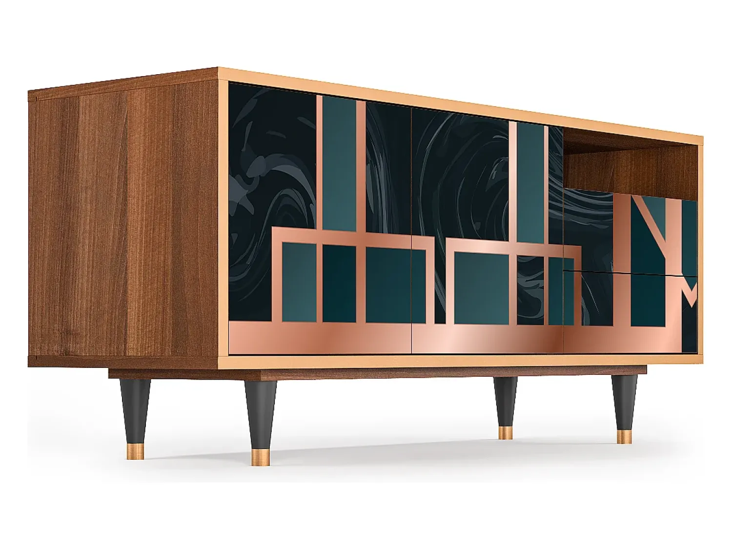 New Mueble de TV - 125х56х41 cm - T7 - Emerald Metro, Nogueira Castanho