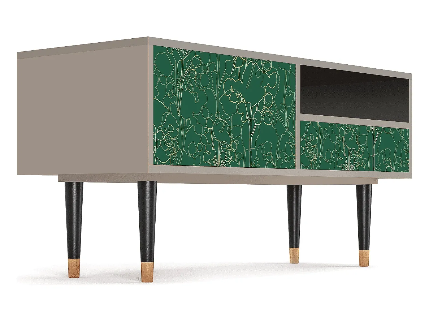 Móvel De Tv* Mueble de TV - 115х59х48 cm - T3 - Emerald Forest, Areia Bege