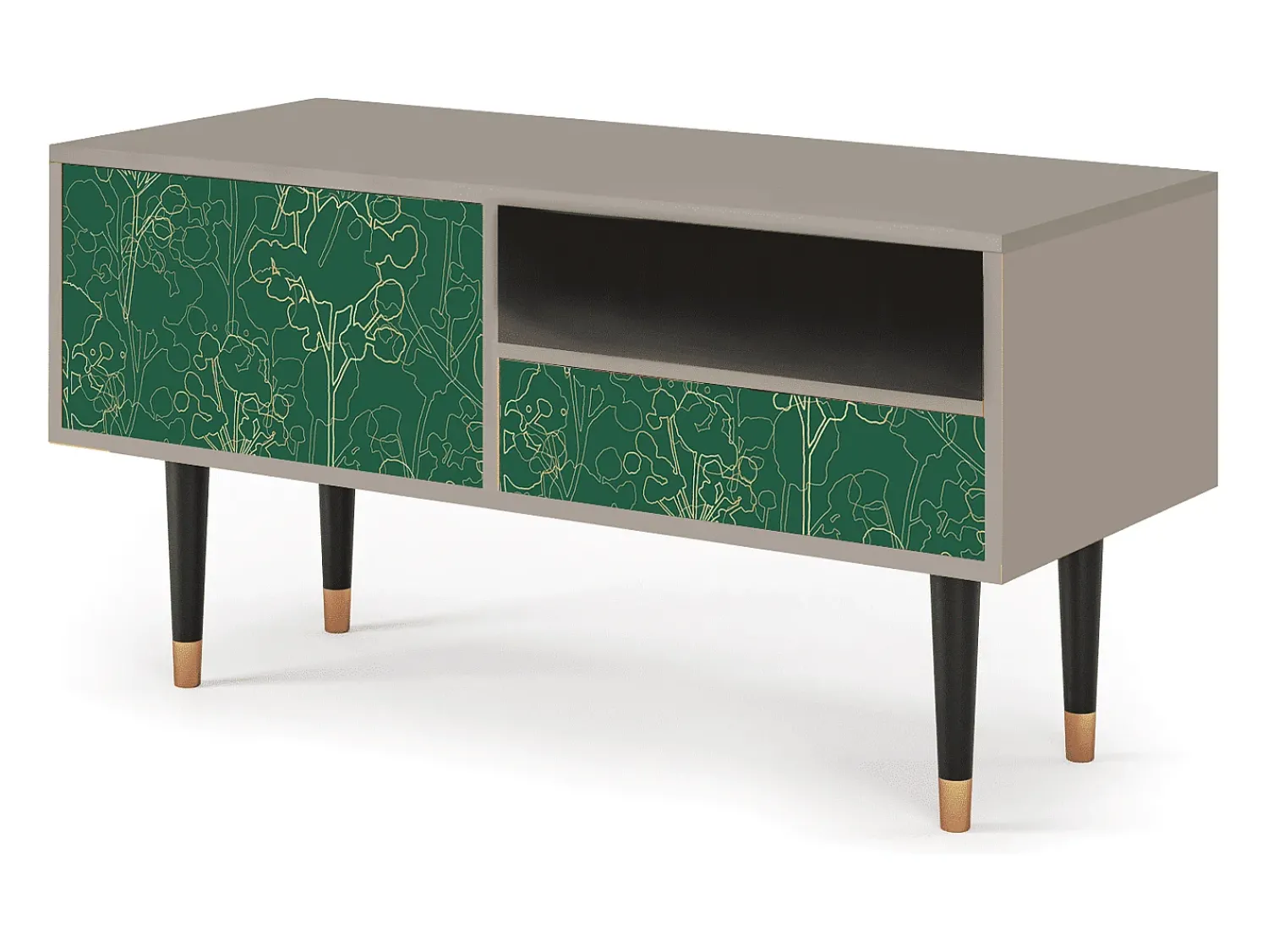 Móvel De Tv* Mueble de TV - 115х59х48 cm - T3 - Emerald Forest, Areia Bege