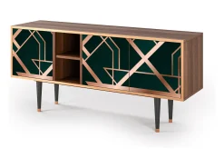 Outlet Mueble de TV - 150х69х41 cm - T5 - Emerald Gatsby, Nogueira Castanho